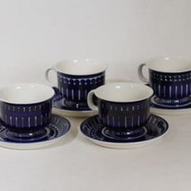 Arabia Valencia kahvikupit, 16 cl, 4 kpl, suunnittelija Ulla Procope, 16 cl, käsinmaalattu, signeerattu