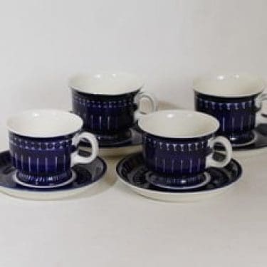 Arabia Valencia kahvikupit, 16 cl, 4 kpl, suunnittelija Ulla Procope, 16 cl, käsinmaalattu, signeerattu