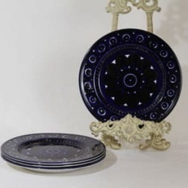 Arabia Valencia lautaset, pieni, 4 kpl, suunnittelija Ulla Procope, pieni, käsinmaalattu, signeerattu