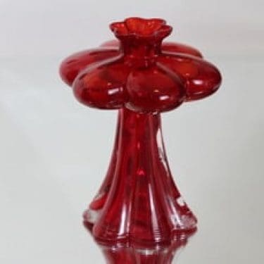Riihimäen lasi Päivänkukka maljakko, rubiininpunainen, suunnittelija Helena Tynell,