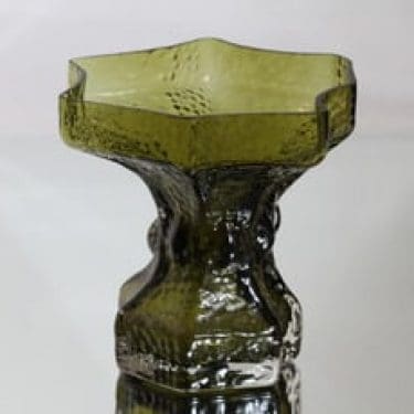 Riihimäen lasi Fantasma maljakko, oliivinvihreä, suunnittelija Nanny Still, suuri