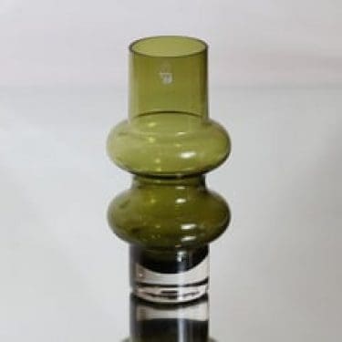 Riihimäen lasi Solmuke maljakko, oliivinvihreä, suunnittelija Tamara Aladin,