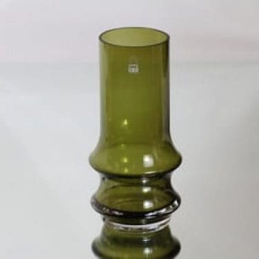 Riihimäen lasi Reimari maljakko, oliivinvihreä, suunnittelija Tamara Aladin,