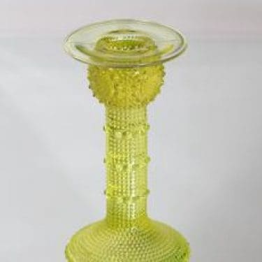 Riihimäen lasi Grapponia kynttilänjalka, keltainen, suunnittelija Nanny Still,