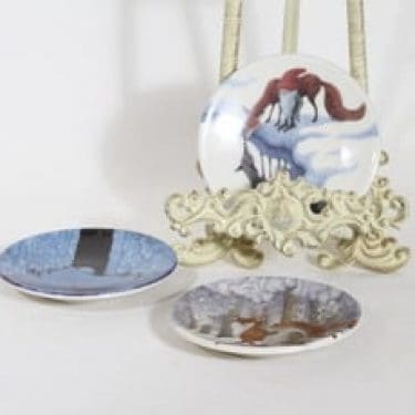 Arabia koristelautaset, 3 kpl, suunnittelija Lennart Helje, pieni, serikuva