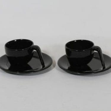 Arabia Ego mokkakupit, musta, 2 kpl, suunnittelija Stefan Lindfors,