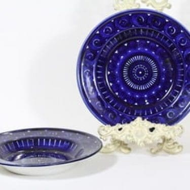 Arabia Valencia lautaset, syvä, 2 kpl, suunnittelija Ulla Procope, syvä, käsinmaalattu, signeerattu