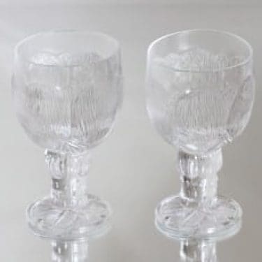 Nuutajärvi Pioni olutlasit, kirkas, 2 kpl, suunnittelija Oiva Toikka,