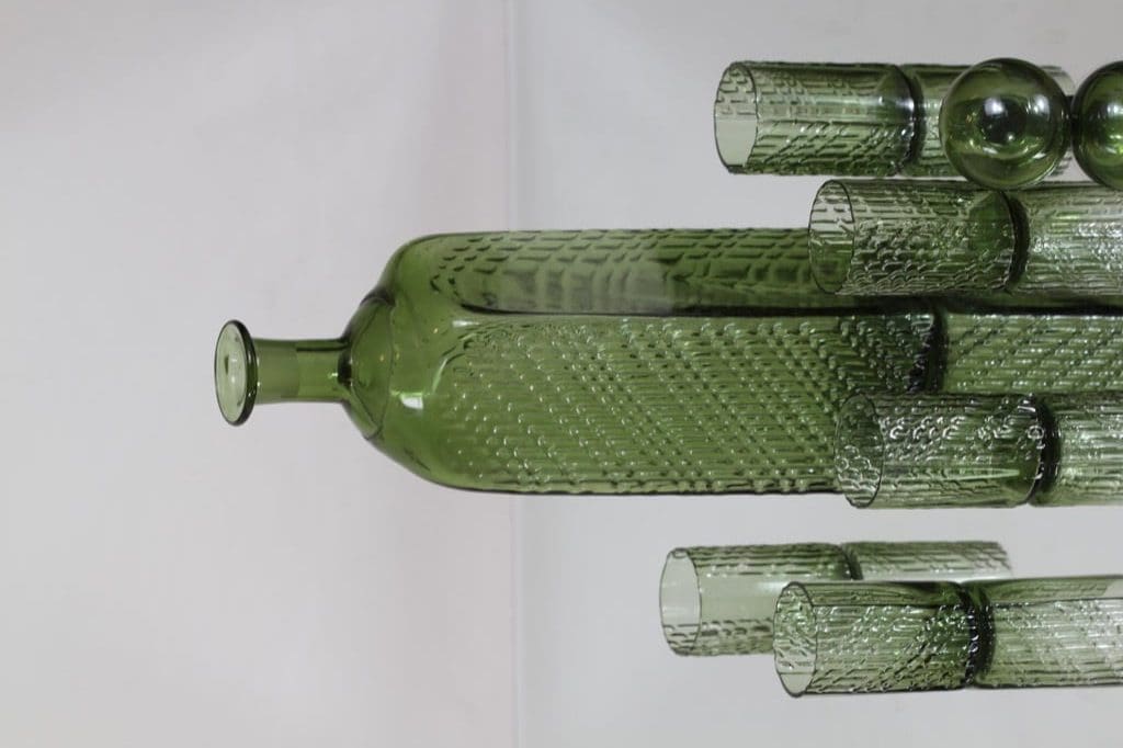 Riihimäen lasi Flindari karahvi ja lasit, oliivinvihreä, 5 kpl, suunnittelija Nanny Still, suuri kuva 2