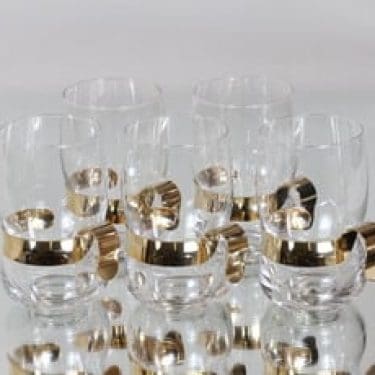 Iittala Paula mukit, 30 cl, 5 kpl, suunnittelija Jorma Vennola, 30 cl, kullattu