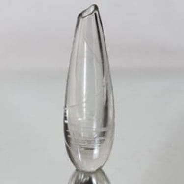 Humppila maljakko, kirkas, suunnittelija Mikko Helander, vaalea nauha