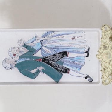 Kupittaan savi seinälaatta, käsinmaalattu, suunnittelija Gudrun Raunio, käsinmaalattu, signeerattu