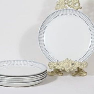 Arabia Heini lautaset, matala, 6 kpl, suunnittelija Raija Uosikkinen, matala, kuparipainokoriste