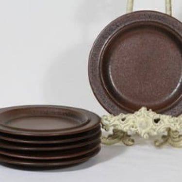 Arabia Ruska lautaset, ruskea, 6 kpl, suunnittelija Ulla Procope,