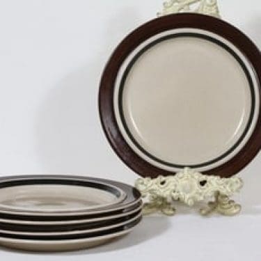 Arabia Ruija lautaset, matala, 5 kpl, suunnittelija Raija Uosikkinen, matala, raitakoriste