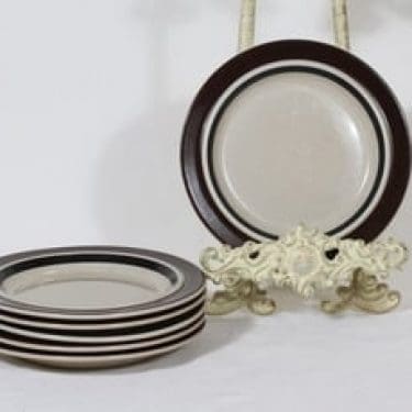 Arabia Ruija lautaset, 6 kpl, suunnittelija Raija Uosikkinen, pieni, raitakoriste