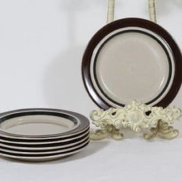 Arabia Ruija lautaset, 6 kpl, suunnittelija Raija Uosikkinen, pieni, raitakoriste