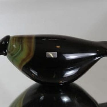 Nuutajärvi koristelintu, Varis, suunnittelija Oiva Toikka, Varis, signeerattu