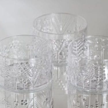 Nuutajärvi Flora annoskulhot, kirkas, 3 kpl, suunnittelija Oiva Toikka, 30 cl