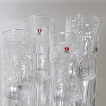 Nuutajärvi Flora lasit, kirkas, 4 kpl, suunnittelija Oiva Toikka, 30 cl