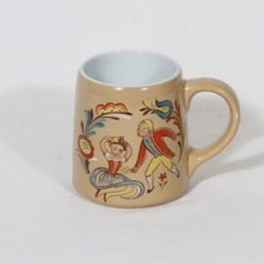 Arabia Kesti olutmuki, 0.4 l, suunnittelija Svea Granlund, 0.4 l, käsinmaalattu, ruotsinkielinen teksti