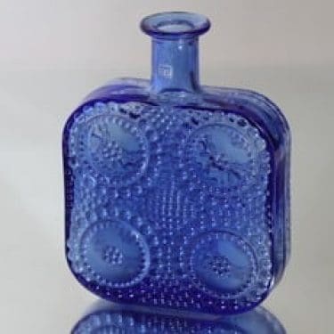 Riihimäen lasi Grapponia koristepullo, sininen, suunnittelija Nanny Still,