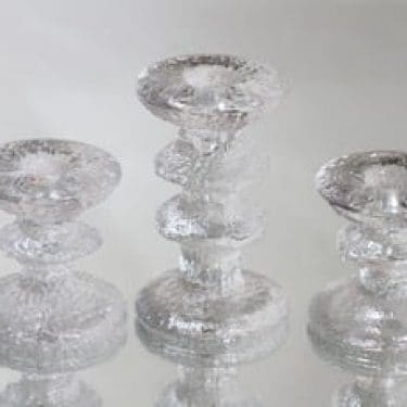 Iittala Festivo kynttilänjalat, signeerattu, 3 kpl, suunnittelija Timo Sarpaneva, signeerattu, pieni
