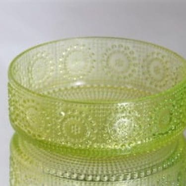 Riihimäen lasi Grapponia kulho, keltainen, suunnittelija Nanny Still,