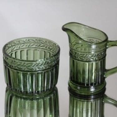 Riihimäen lasi Kara sokerikko ja kermakko, vihreä, suunnittelija ,