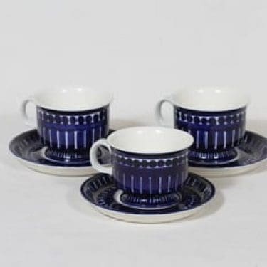 Arabia Valencia kahvikupit, 16 cl, 3 kpl, suunnittelija Ulla Procope, 16 cl, käsinmaalattu, signeerattu