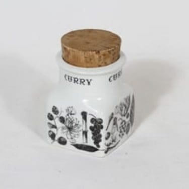 Arabia maustekuvio maustepurkki, curry, suunnittelija Esteri Tomula, curry