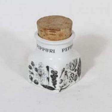 Arabia maustekuvio maustepurkki, pippuri, suunnittelija Esteri Tomula, pippuri