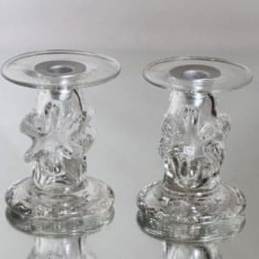 Riihimäen lasi Kasperi kynttilänjalat, signeerattu, 2 kpl, suunnittelija Erkkitapio Siiroinen, signeerattu