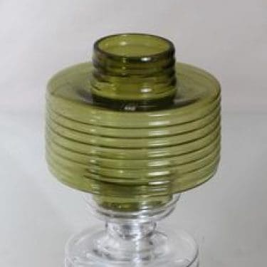 Riihimäen lasi Apollo kynttilälyhty, oliivinvihreä, suunnittelija Nanny Still,