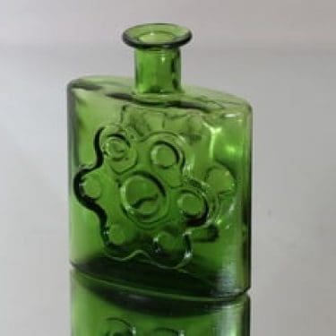 Riihimäen lasi Paukkurauta koristepullo, vihreä, suunnittelija Erkkitapio Siiroinen,