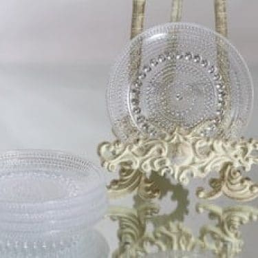 Nuutajärvi Kastehelmi lautaset, kirkas, 5 kpl, suunnittelija Oiva Toikka, pieni