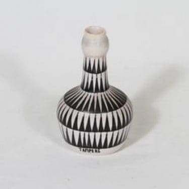 Kupittaan savi maljakko, käsinmaalattu, suunnittelija Linnea Lehtonen, käsinmaalattu, pieni, signeerattu, funktionalismi