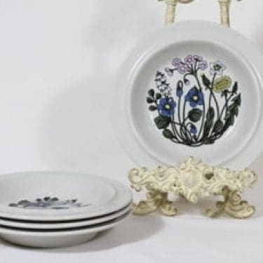 Arabia Flora lautaset, syvä, 4 kpl, suunnittelija Esteri Tomula, syvä, serikuva