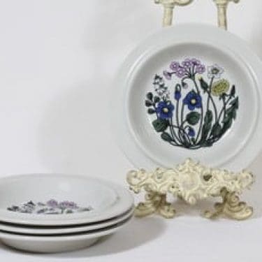 Arabia Flora lautaset, syvä, 4 kpl, suunnittelija Esteri Tomula, syvä, serikuva