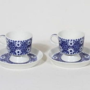 Arabia Ali kahvikupit, sininen, 2 kpl, suunnittelija Raija Uosikkinen, kuparipainokoriste