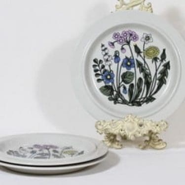 Arabia Flora lautaset, matala, 3 kpl, suunnittelija Esteri Tomula, matala, serikuva