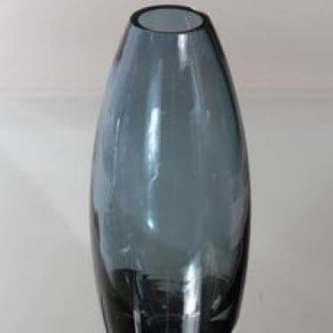 Riihimäen lasi 1370 maljakko, siniharmaa, suunnittelija Tamara Aladin, suuri