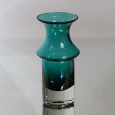 Riihimäen lasi 1463 maljakko, turkoosi, suunnittelija Tamara Aladin,