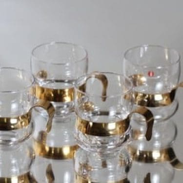 Iittala Paula lasit, 14 cl, 4 kpl, suunnittelija Jorma Vennola, 14 cl, metallikahva