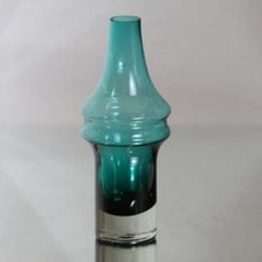 Riihimäen lasi 1467 maljakko, turkoosi, suunnittelija Tamara Aladin,