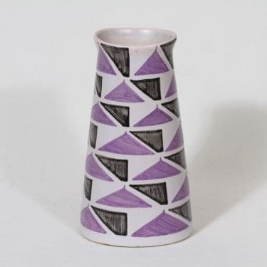 Kupittaan savi maljakko, käsinmaalattu, suunnittelija , käsinmaalattu, signeerattu, retro