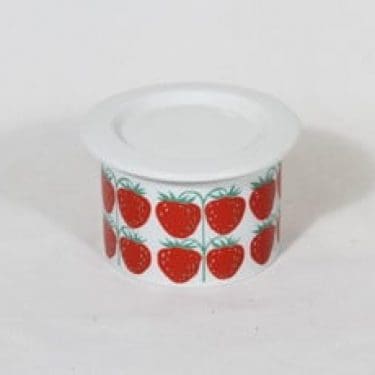 Arabia Pomona purnukka, mansikka, suunnittelija Raija Uosikkinen, mansikka, pieni, serikuva, retro