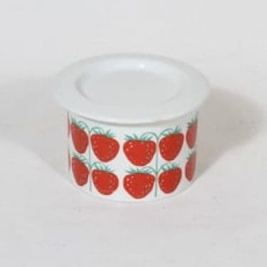 Arabia Pomona purnukka, mansikka, suunnittelija Raija Uosikkinen, mansikka, pieni, serikuva, retro