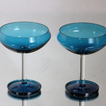 Riihimäen lasi Harlekiini annoskulhot, sininen, 2 kpl, suunnittelija Nanny Still,