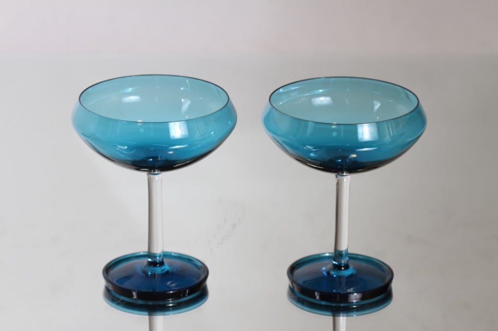 Riihimäen lasi Harlekiini annoskulhot, sininen, 2 kpl, suunnittelija Nanny Still,